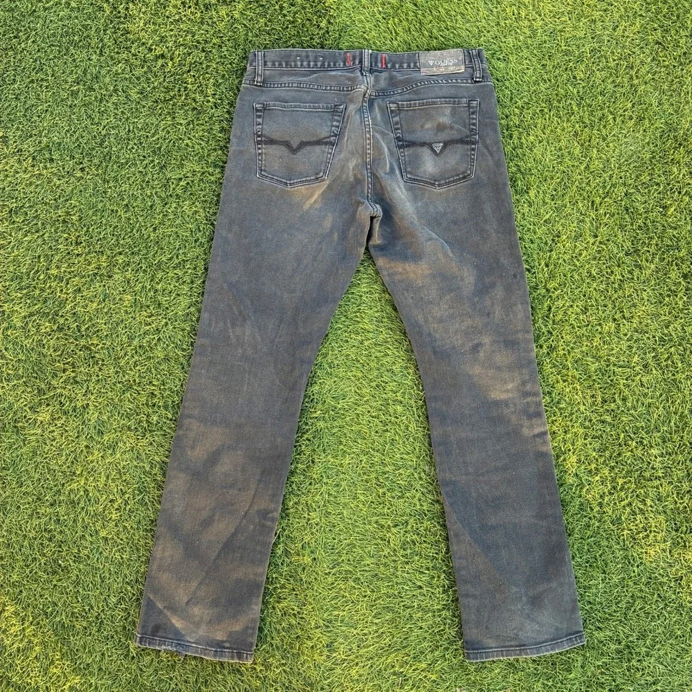 Guess Slim Straight Jeans Men's 31x29 Faded Black Denim Pants Y2K 90s Classic